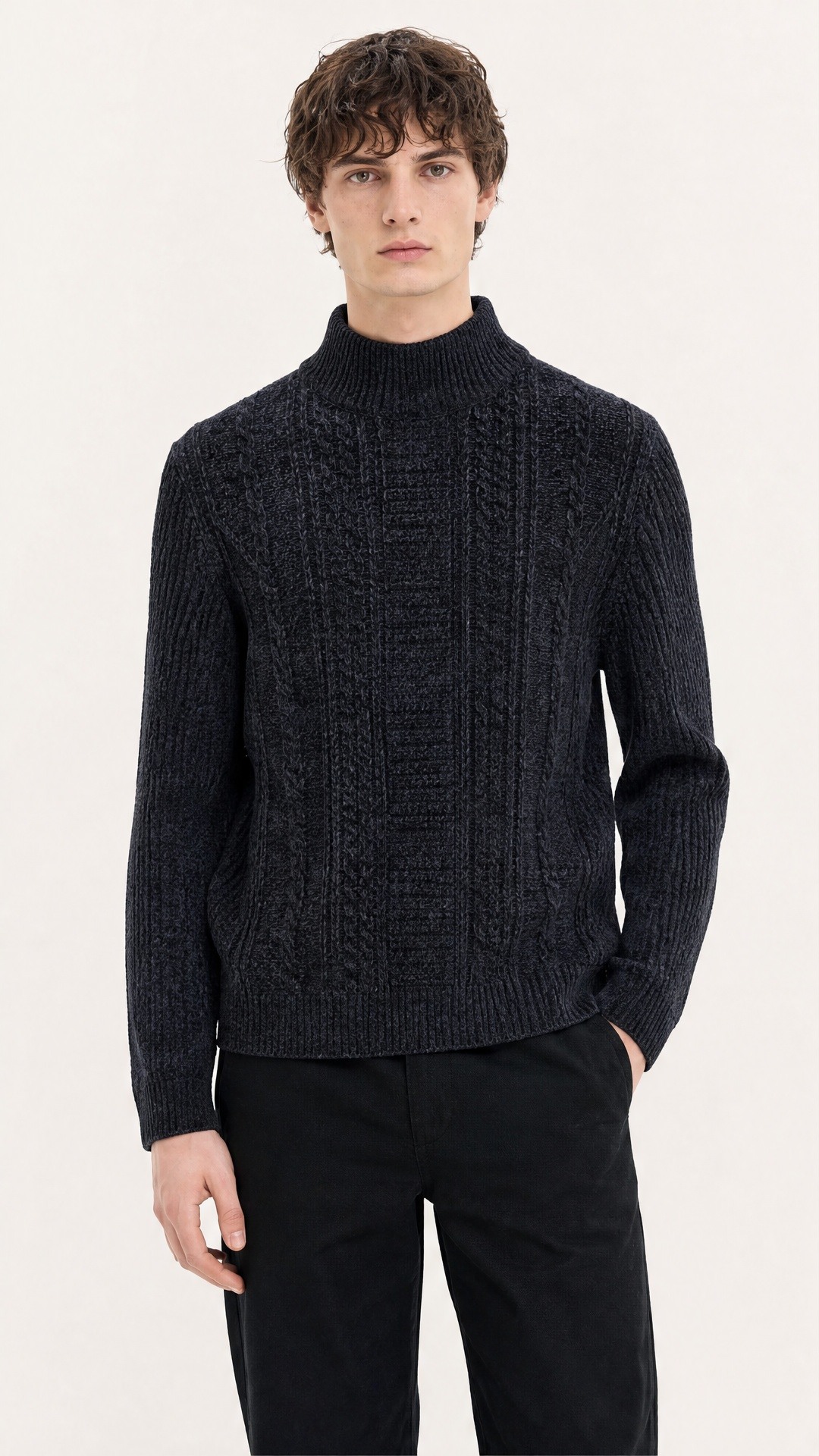 Großhändler FIVE EVER - Zopf-Strick Rollkragenpullover