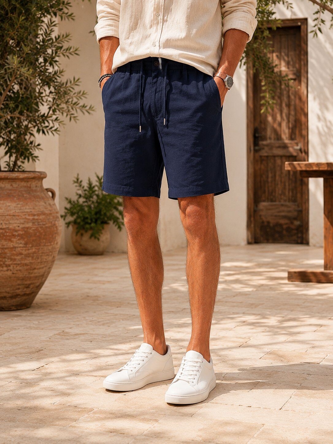 Grossista FIVE EVER - Short Blu Marino con Vita Elastico e Coulisse