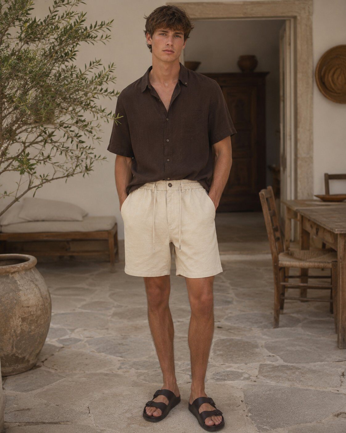 Grossista FIVE EVER - Shorts Essenziali Casual 95% Lino 5% Cotone