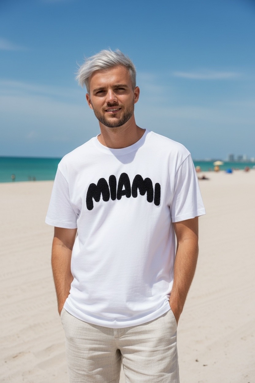 Wholesaler FIVE EVER - Oversized MIAMI T-shirt 100% COTTON