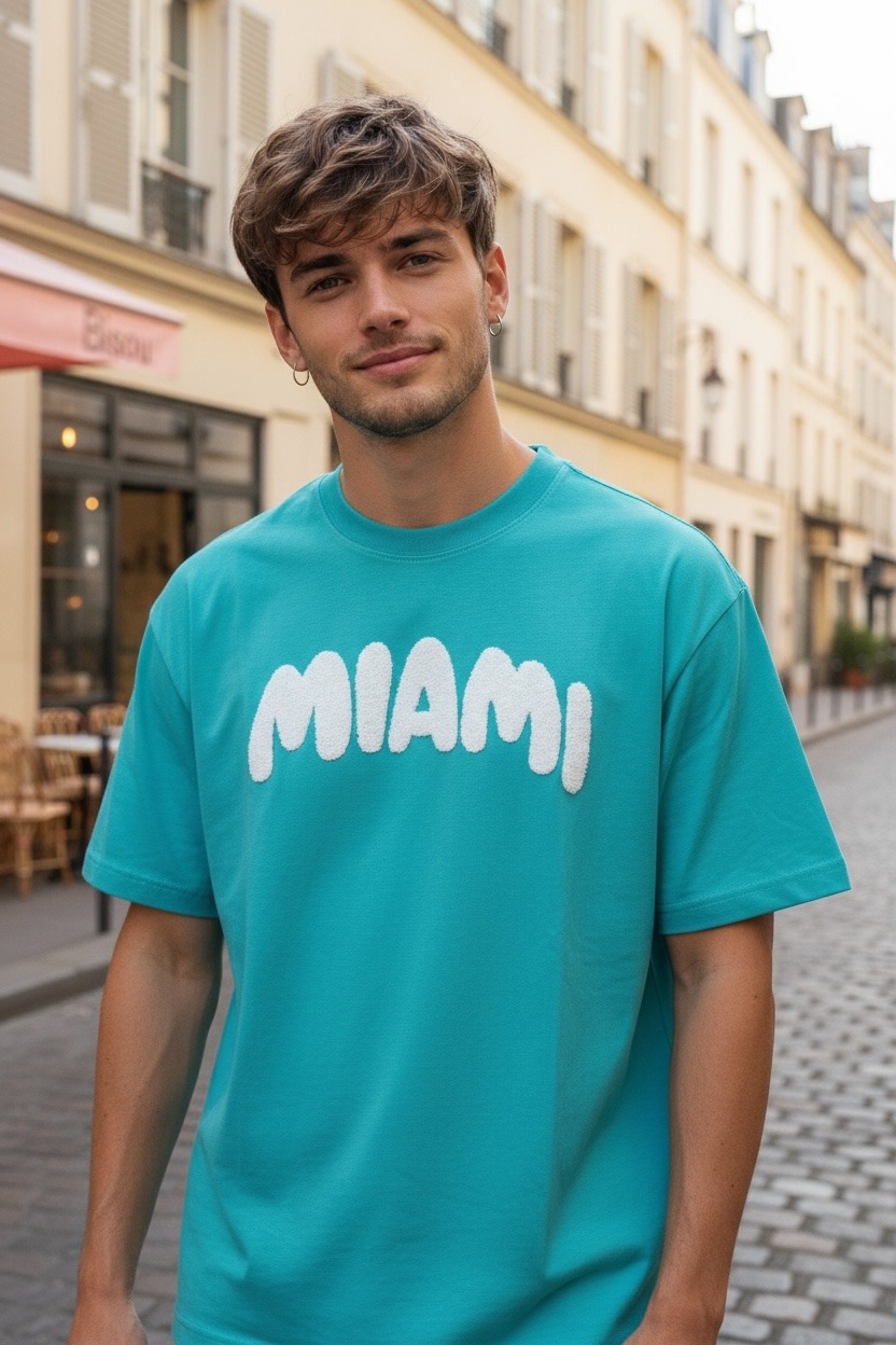 Wholesaler FIVE EVER - Oversized MIAMI T-shirt 100% COTTON