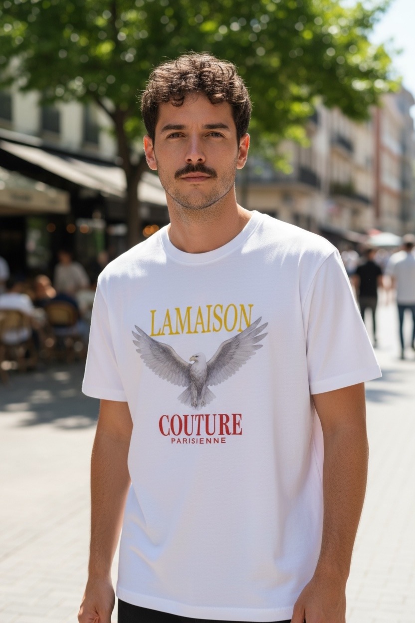Großhändler FIVE EVER - Dicker, weicher Baumwoll-T-Shirt mit Elastan-Druck von MAISON COUTURE