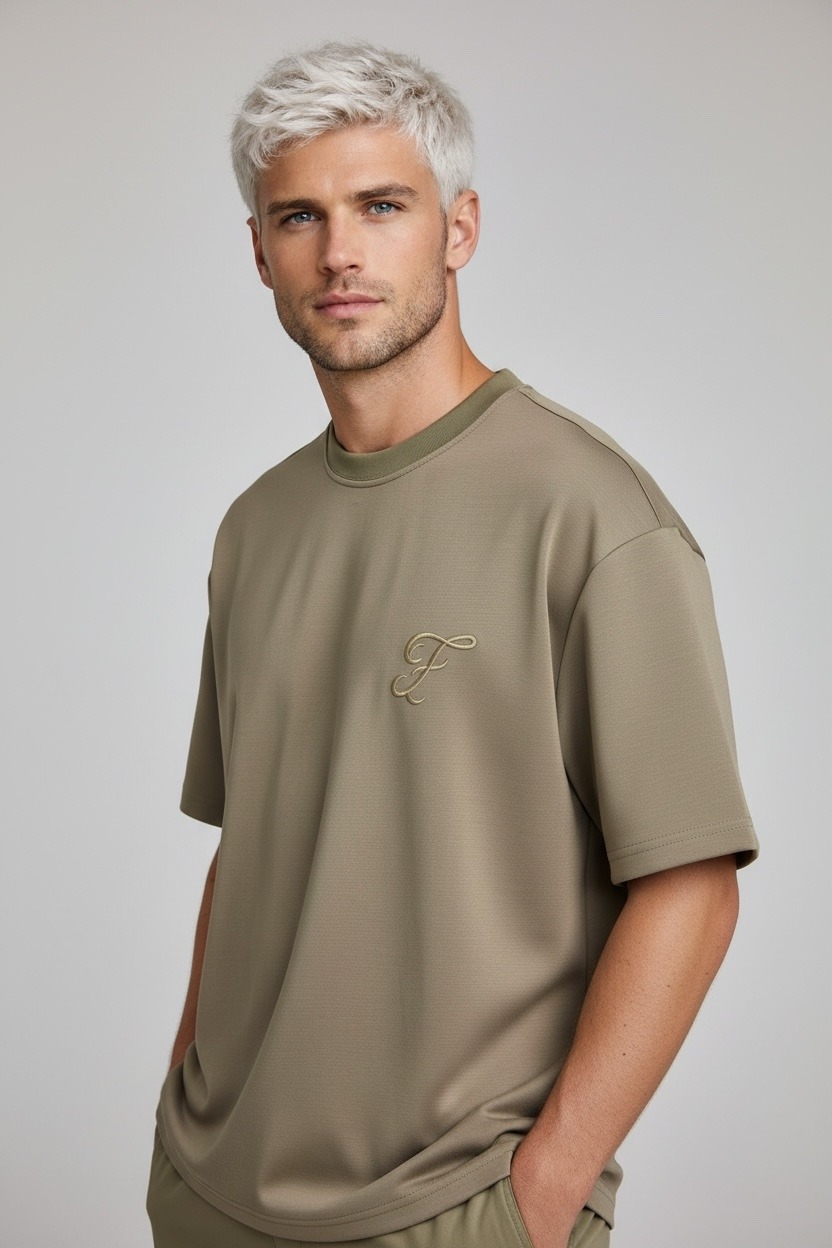 Wholesaler FIVE EVER - Oversized embroidered neoprene T-shirt F