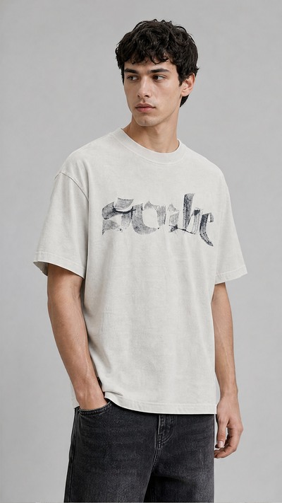 Wholesaler FIVE EVER - Metallic Print Crewneck T-Shirt Wholesaler FIVE EVER - Metallic Print Crewneck T-Shirt