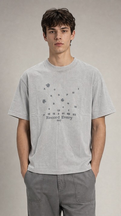 Wholesaler FIVE EVER - Grey Oversized Puzzle Print Tee Wholesaler FIVE EVER - Grey Oversized Puzzle Print Tee