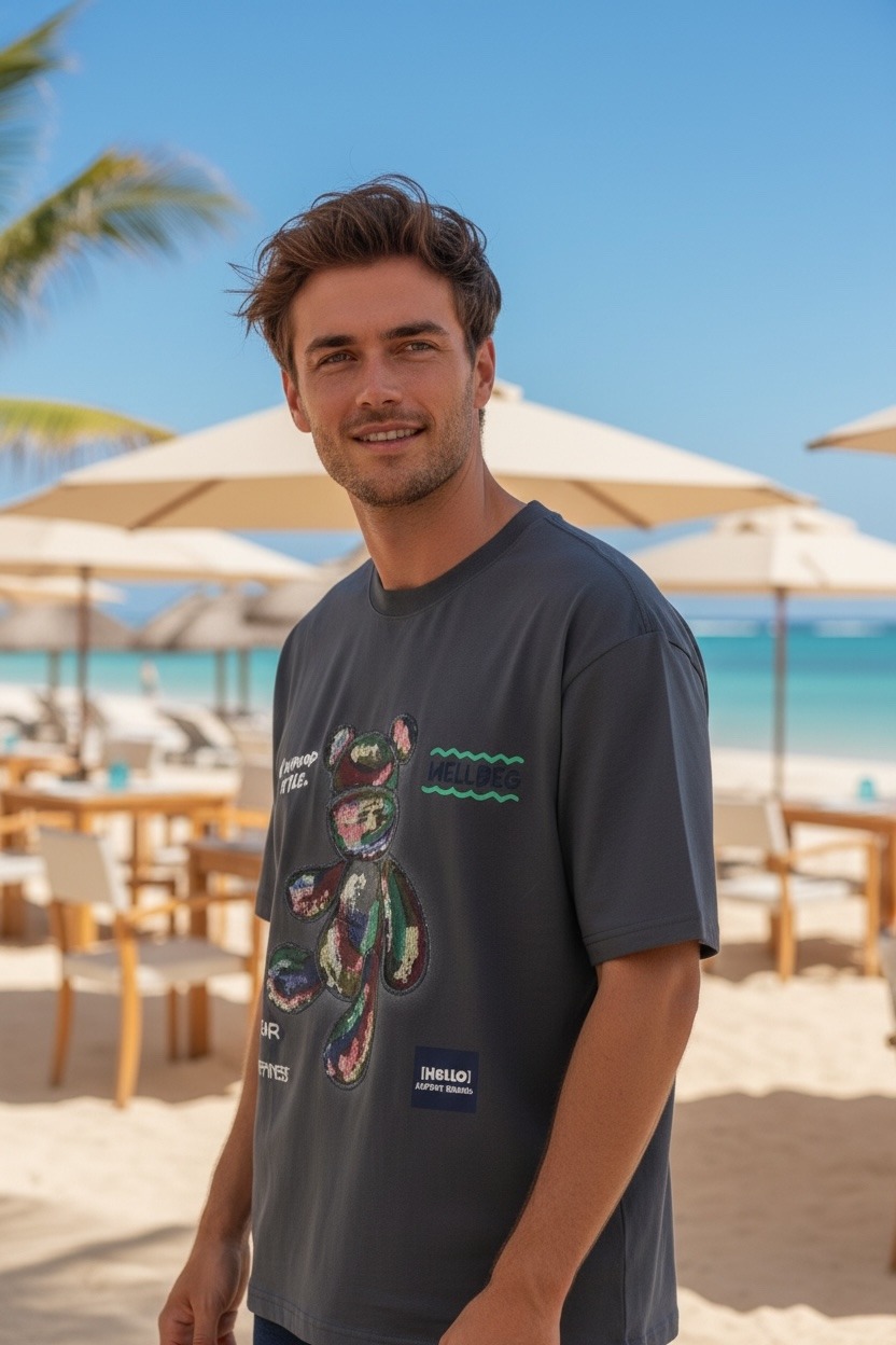Wholesaler FIVE EVER - Oversized printed T-shirt 100% COTTON