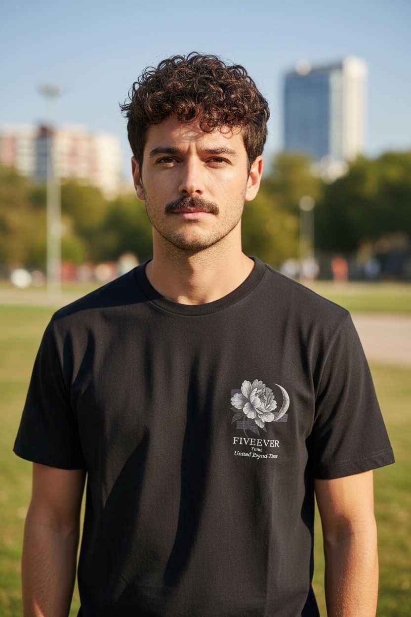 Großhändler FIVE EVER - Dicker weicher Baumwoll-T-Shirt mit Elastan und BLUMEN-Print