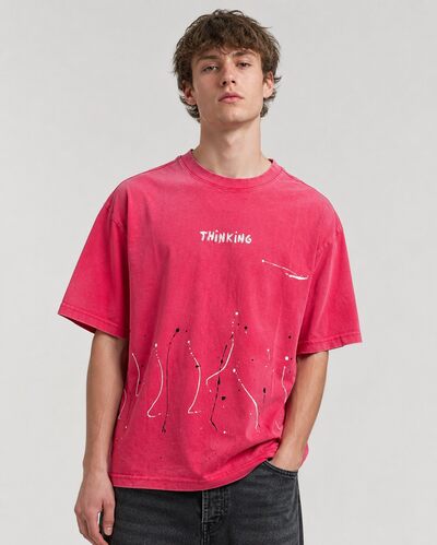 Wholesaler FIVE EVER - Oversized Washed Splash T-shirt Wholesaler FIVE EVER - Oversized Washed Splash T-shirt