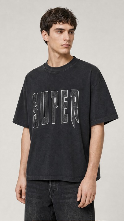 Wholesaler FIVE EVER - "SUPER" Graphic T-Shirt Wholesaler FIVE EVER - "SUPER" Graphic T-Shirt