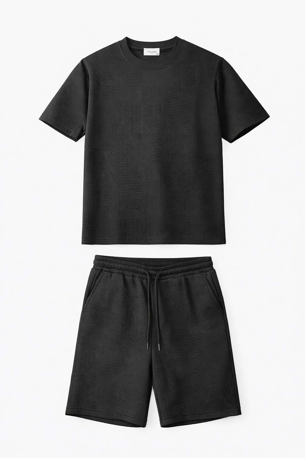 Großhändler FIVE EVER - T-Shirt und Shorts Set mit Textur-Muster