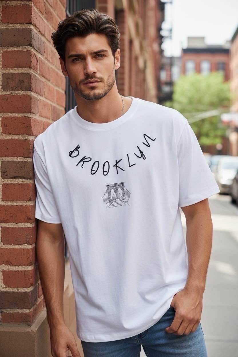 Großhändler FIVE EVER - 100% Baumwoll-T-Shirt mit Brooklyn-Druck