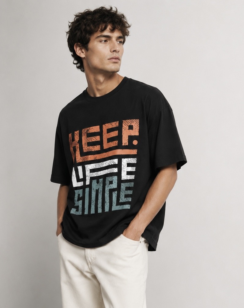 Wholesaler FIVE EVER - Oversized 100% cotton printed T-shirt
