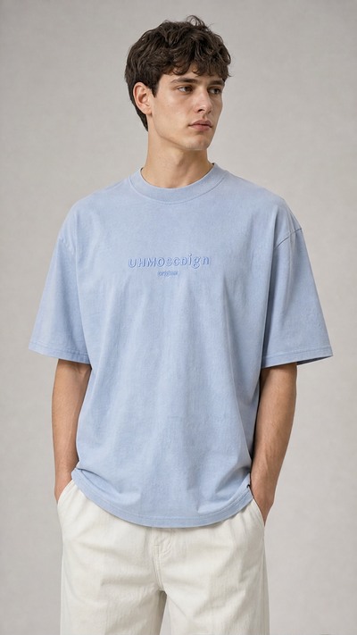 Wholesaler FIVE EVER - Light Blue Crewneck T-Shirt Wholesaler FIVE EVER - Light Blue Crewneck T-Shirt
