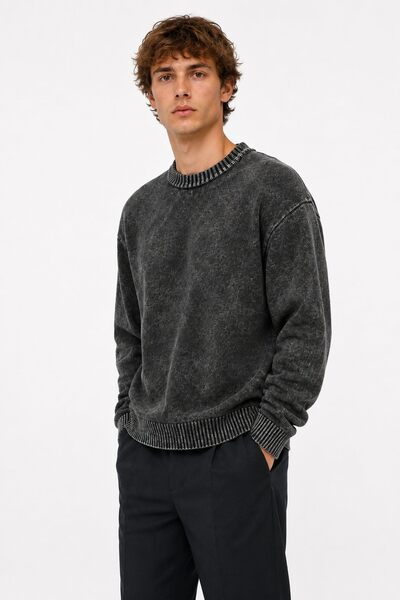 Grossiste FIVE EVER - Pull col rond délavé Grossiste FIVE EVER - Pull col rond délavé