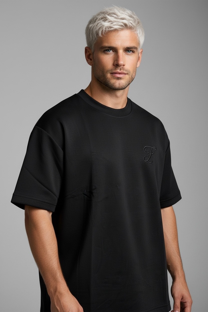 Wholesaler FIVE EVER - Oversized embroidered neoprene T-shirt F