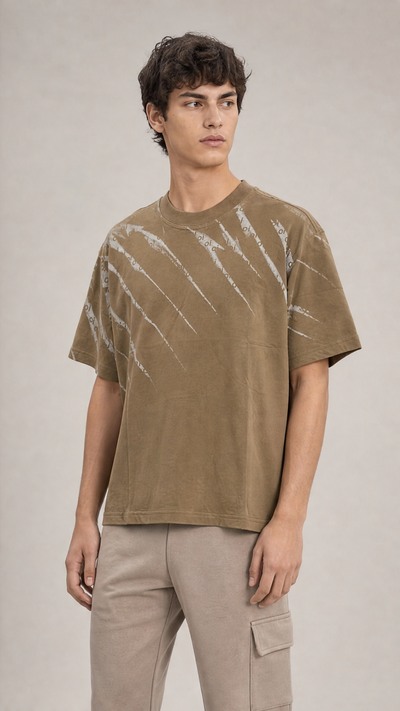 Wholesaler FIVE EVER - Bleach-Stripe T-Shirt Wholesaler FIVE EVER - Bleach-Stripe T-Shirt