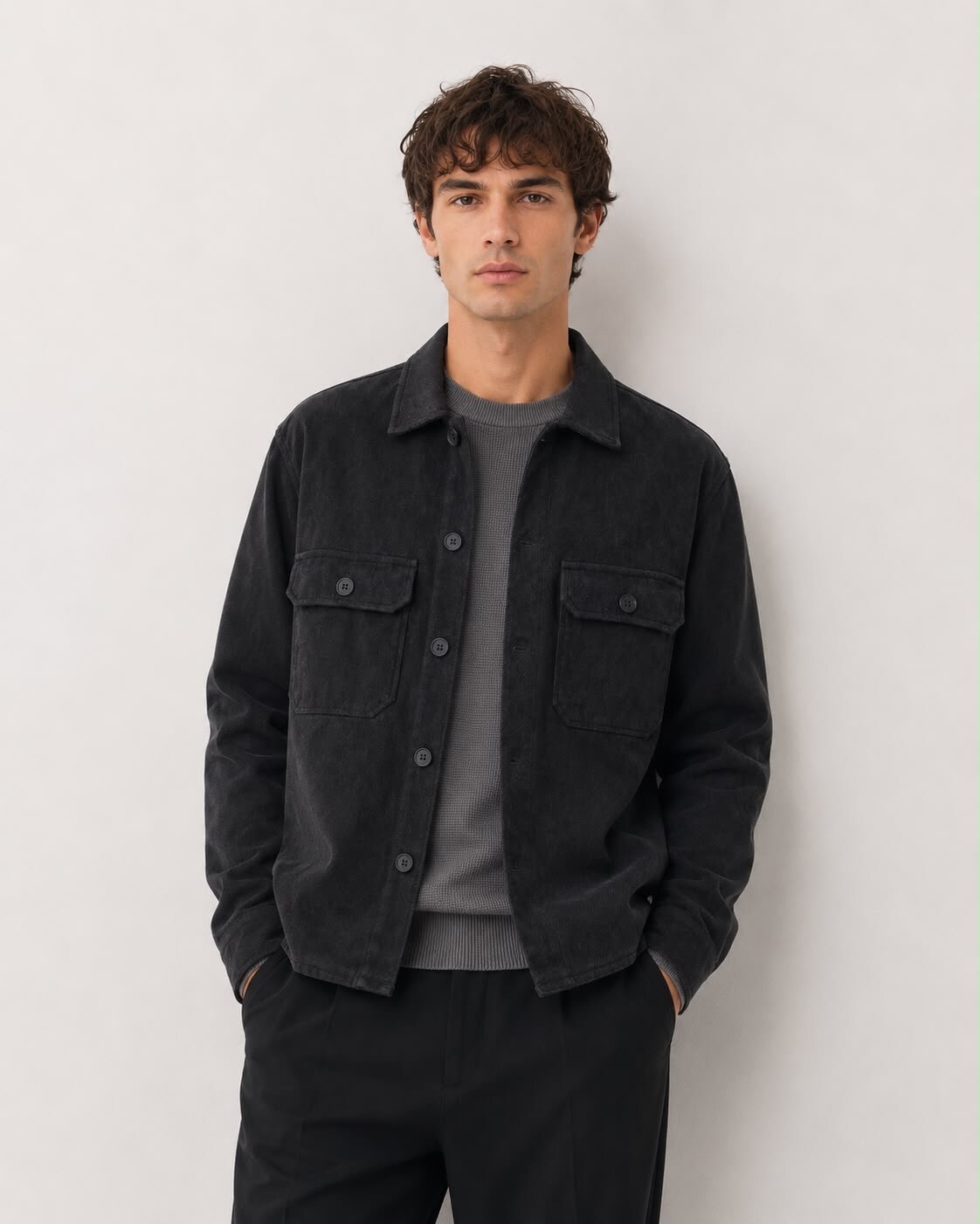 Mayorista FIVE EVER - Sobrecamisa Negra Minimalista