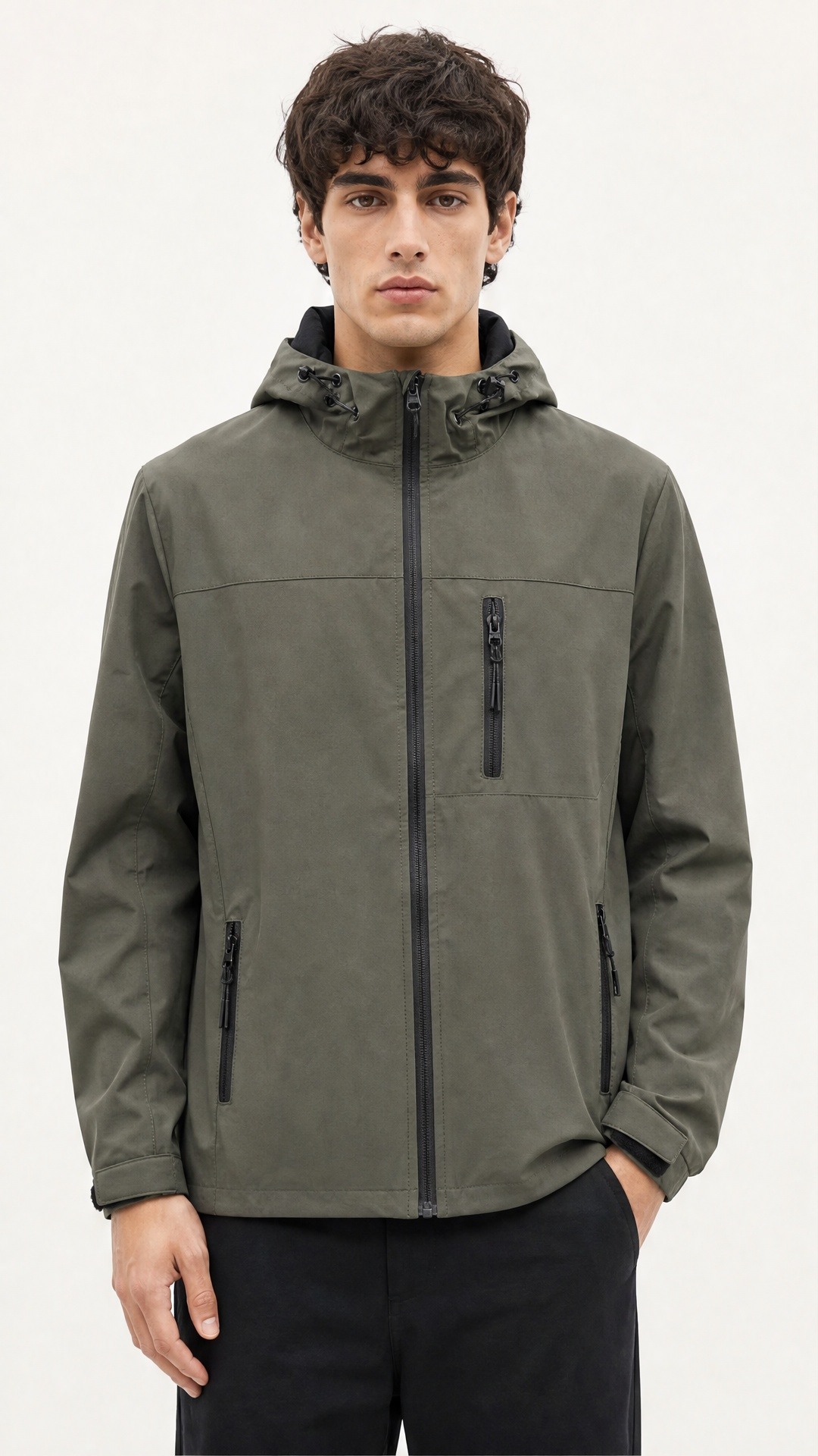 Großhändler FIVE EVER - Kaki Kapuzen-Windbreaker
