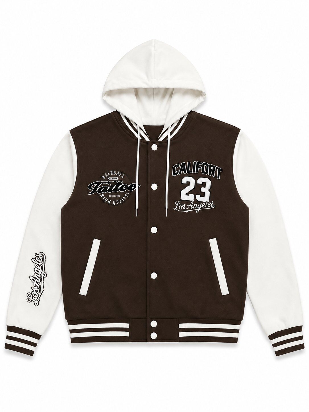 Grossiste FIVE EVER - Veste Teddy Varsity à Capuche Bicolore California 23