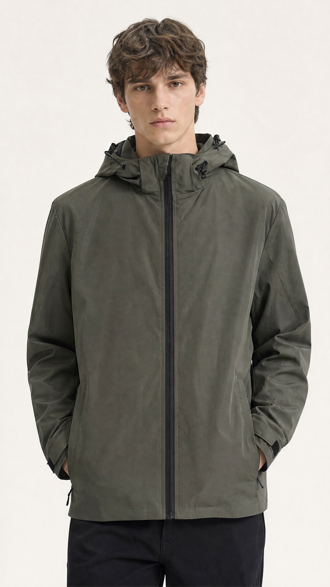 Großhändler FIVE EVER - Kapuzen-Reißverschlussjacke in Khaki