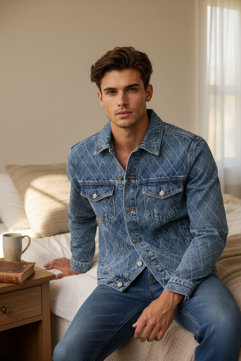 Großhändler FIVE EVER - Jeansjacken mit geometrischem Muster