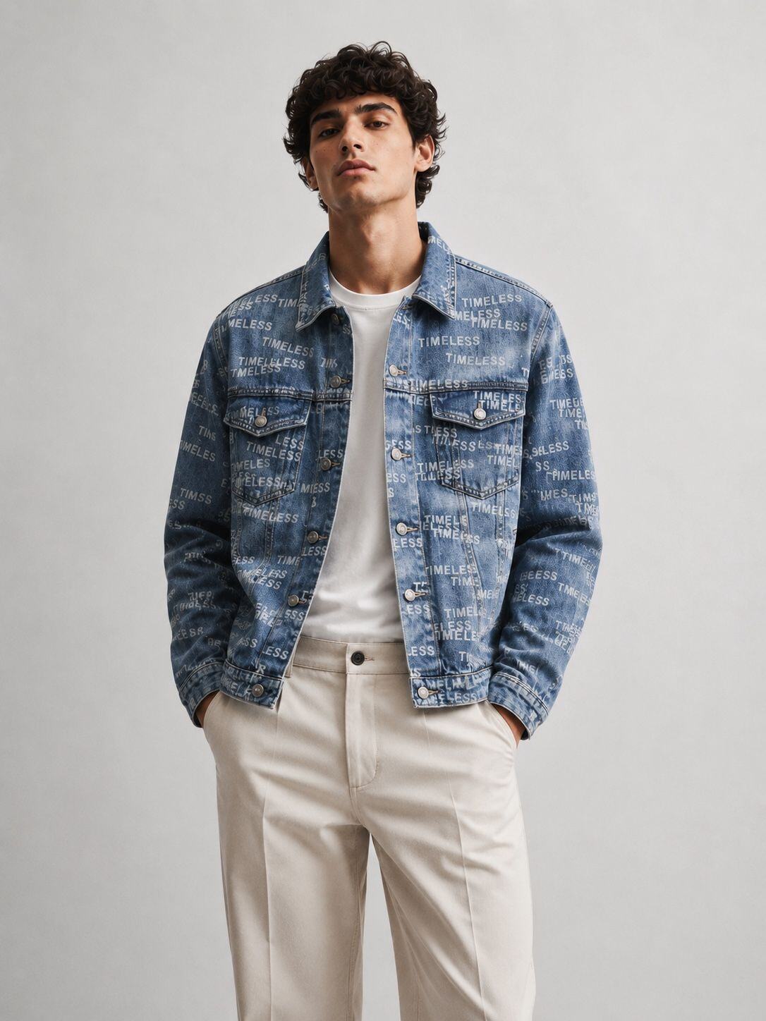 Großhändler FIVE EVER - Jeansjacke mit TIMELESS-Druck