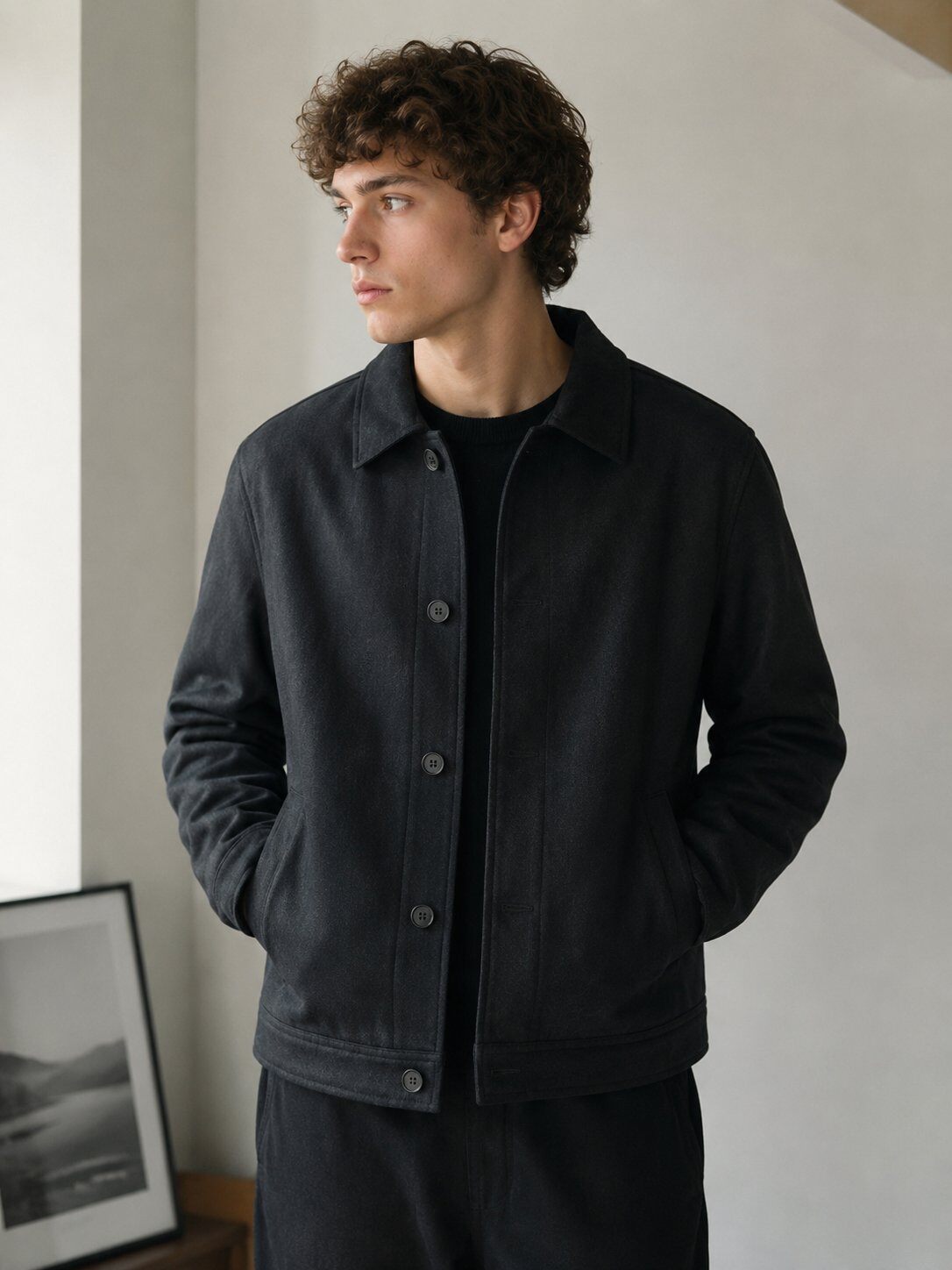 Mayorista FIVE EVER - Chaqueta minimalista negra con botones