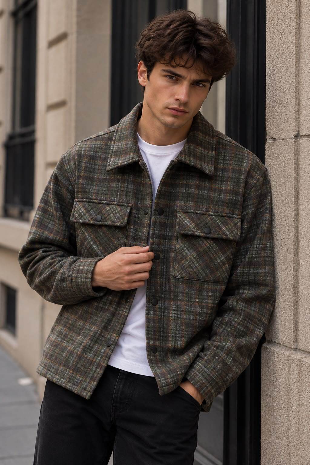 Großhändler Forbest - Herren-Karo-Overshirt mit Fleece-Futter