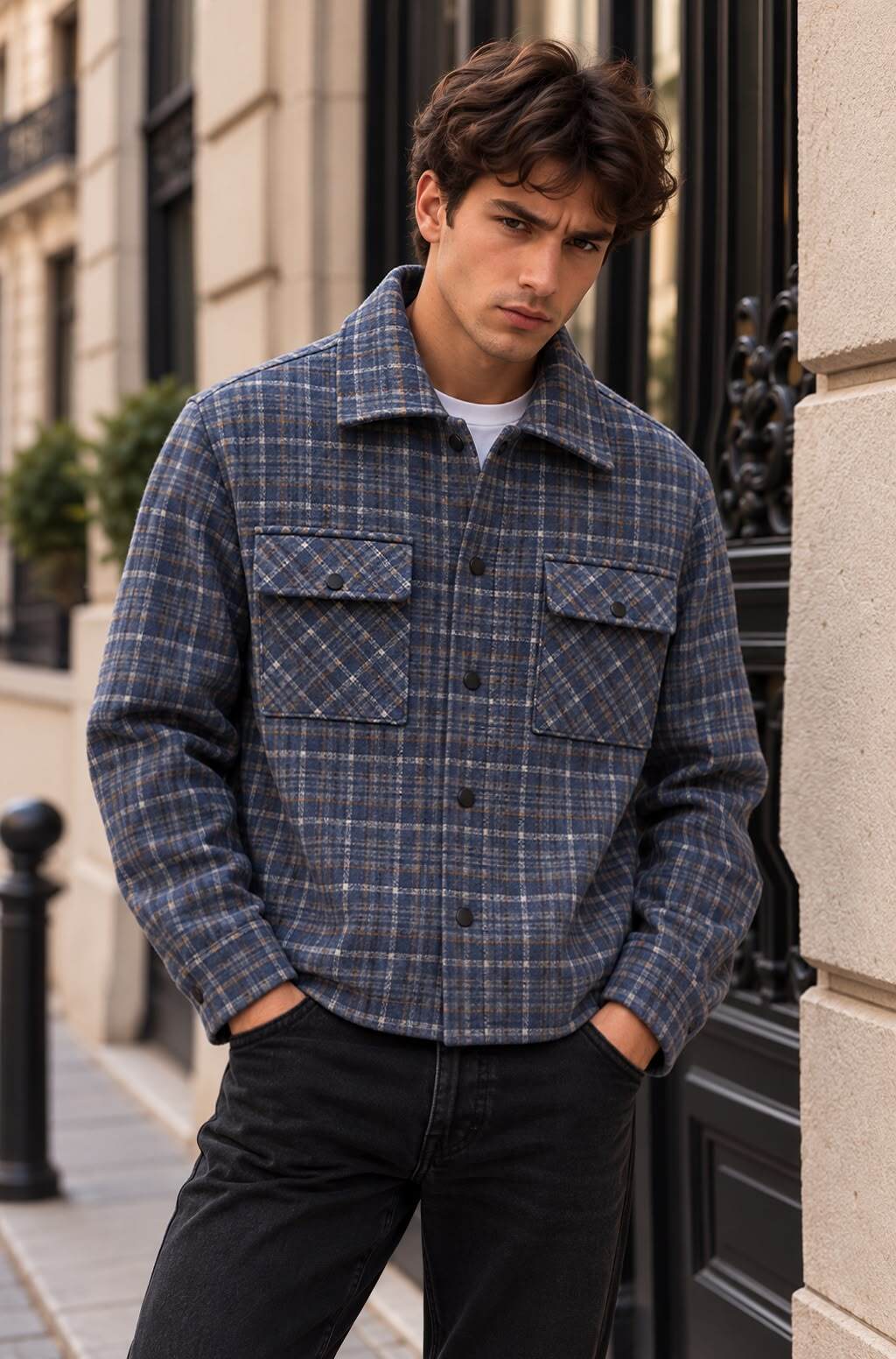Großhändler Forbest - Herren-Karo-Overshirt mit Fleece-Futter