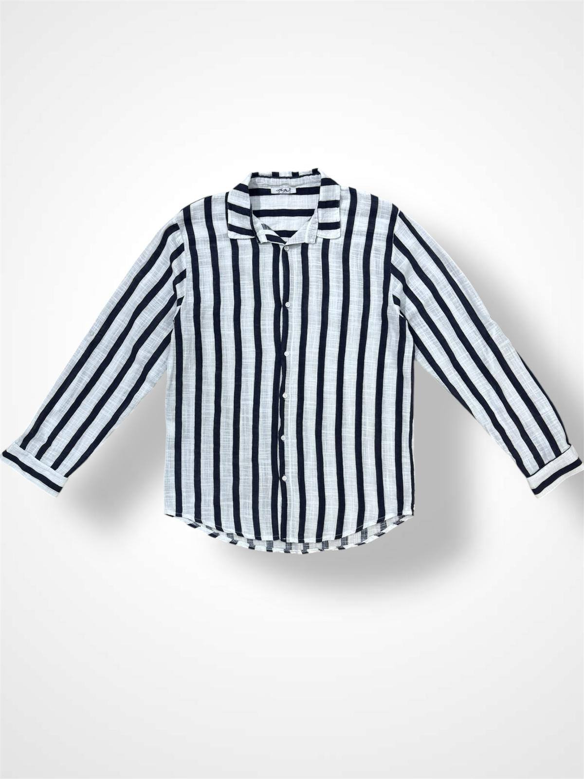 Grossiste Forbest - Chemise rayures pour Homme en coton et lin mélangés