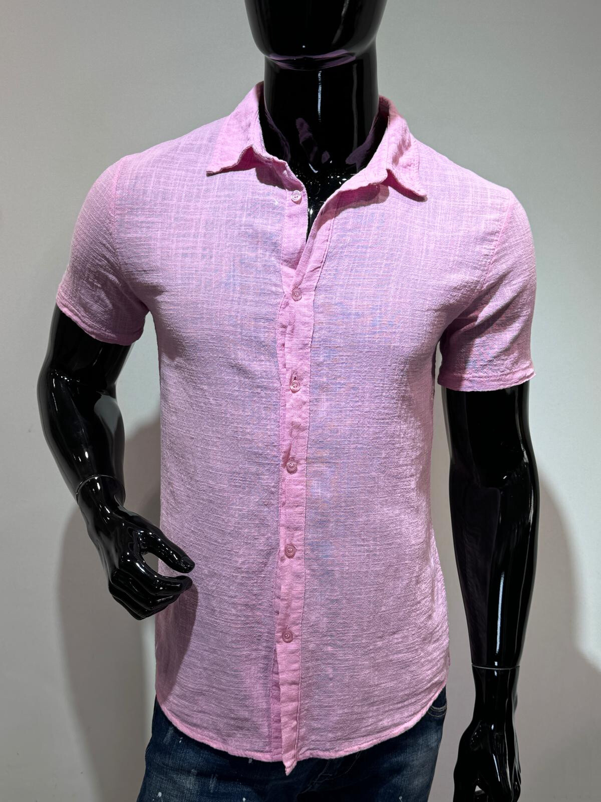 Mayorista Forbest - Camisa de verano lisa para hombre en algodón con efecto lino