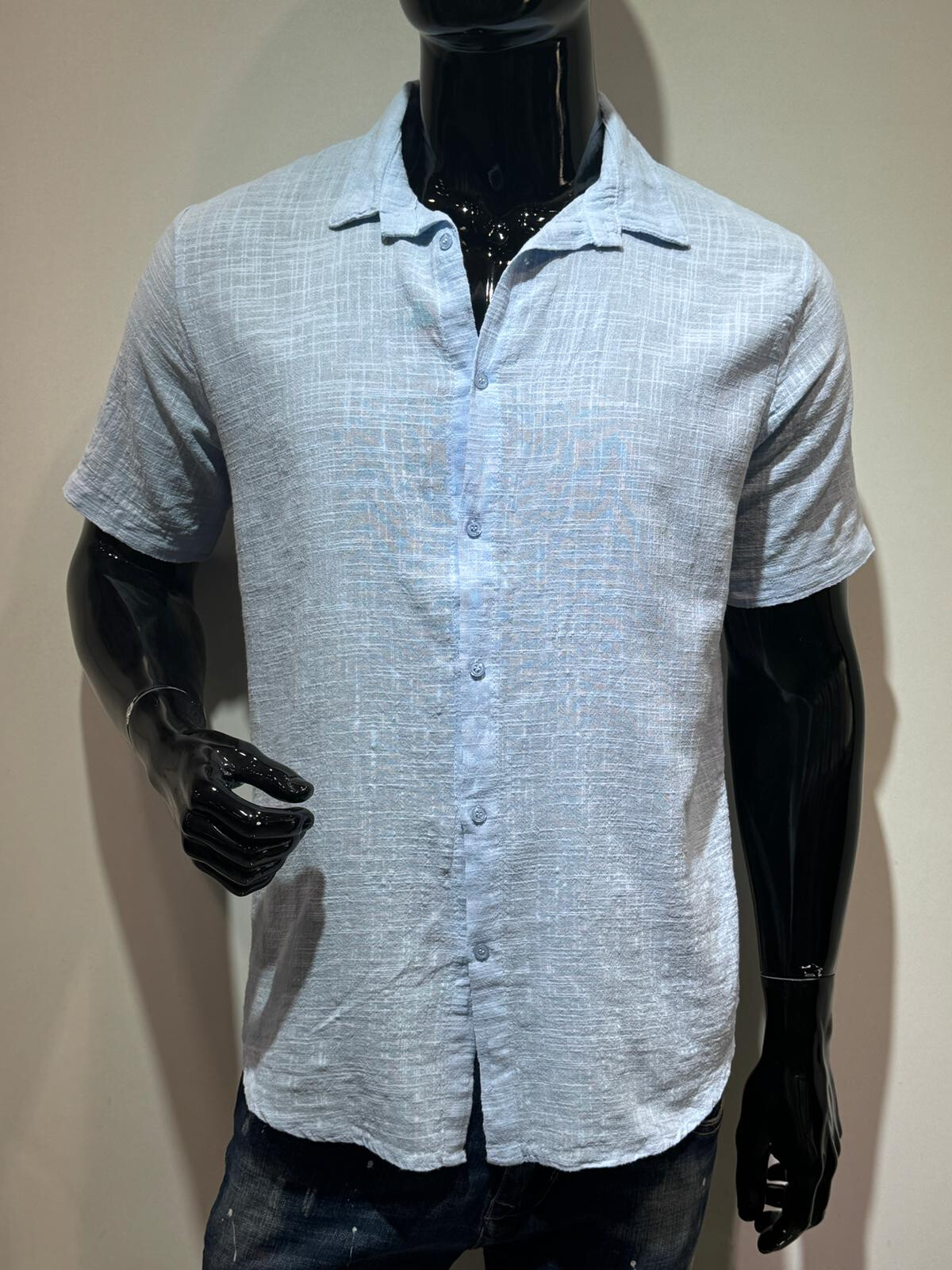 Wholesaler Forbest - Short-sleeved men's shirt in blended cotton and linen