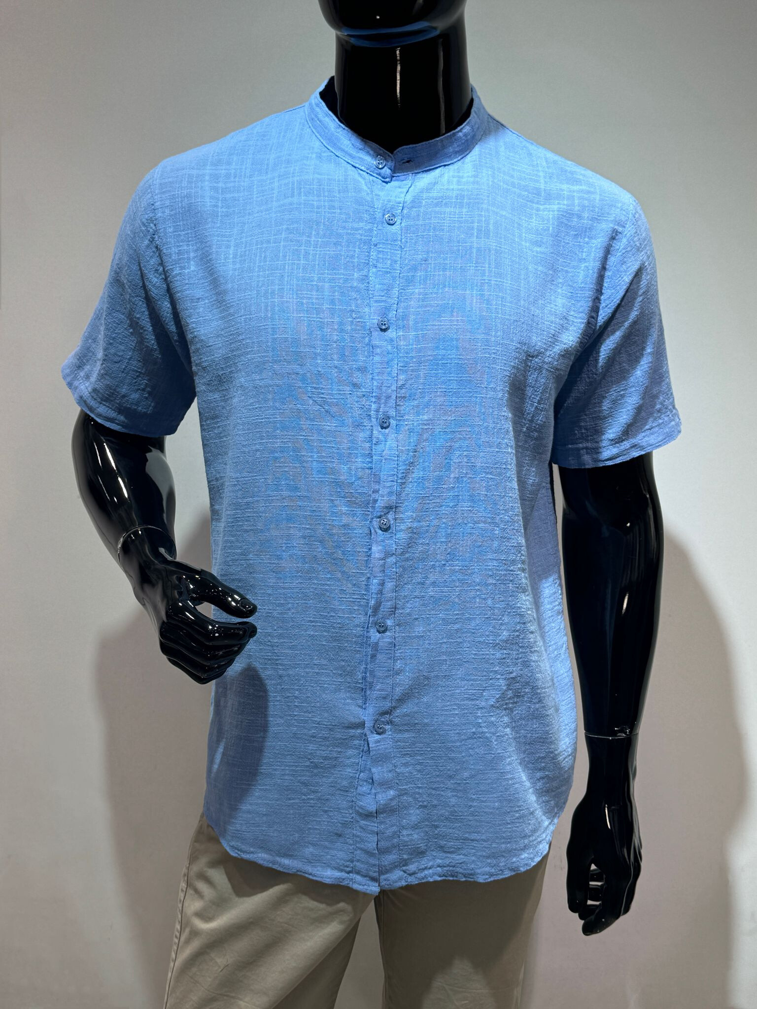Grossiste Forbest - Chemise col Mao coton et lin mélangés