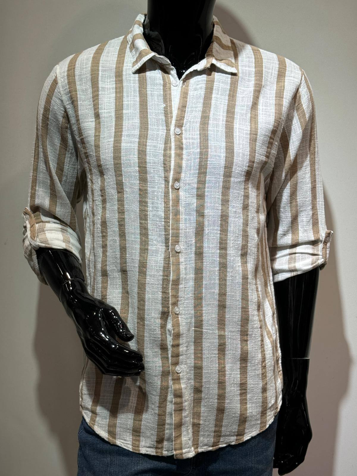 Wholesaler Forbest - Men's Roll-Up Sleeve Striped Long-Sleeve Shirts