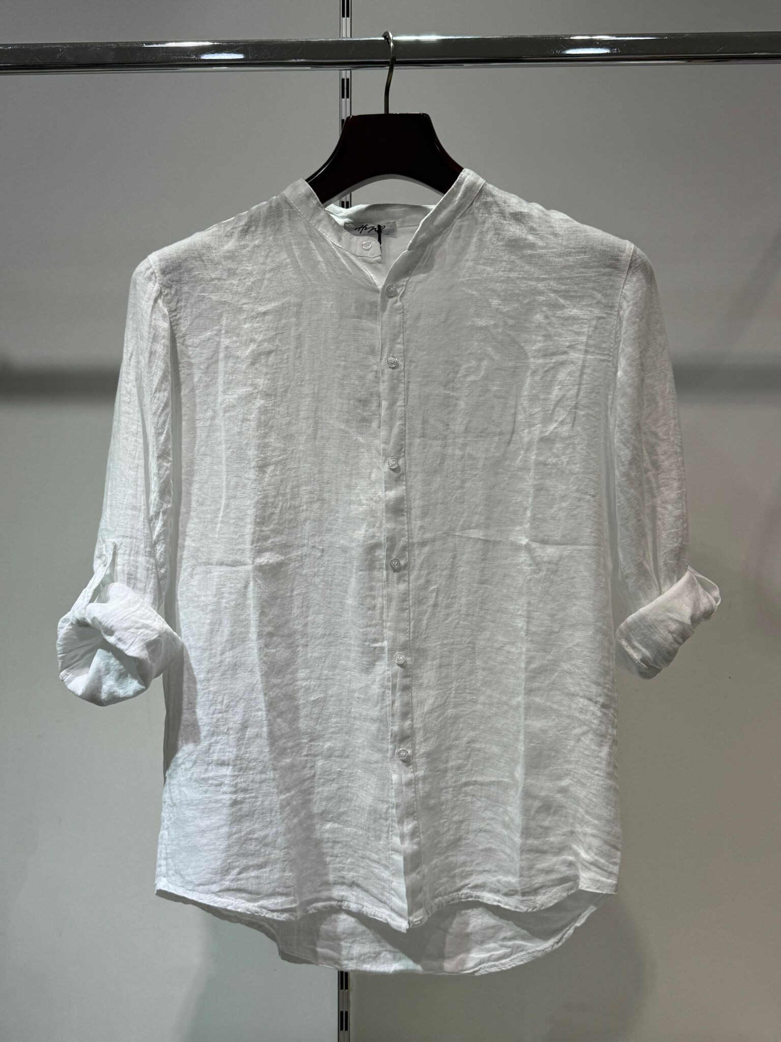 Grossiste Forbest - Chemises manches longues blanc 100% LIN col mao