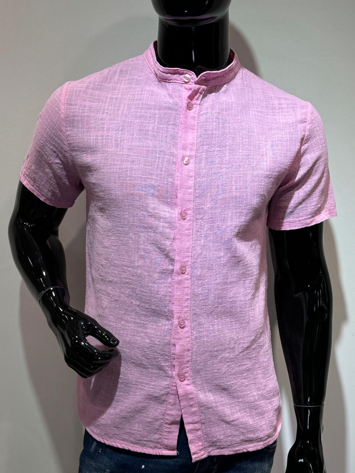 Grossiste Forbest - Chemise col mao 100% coton effet lin