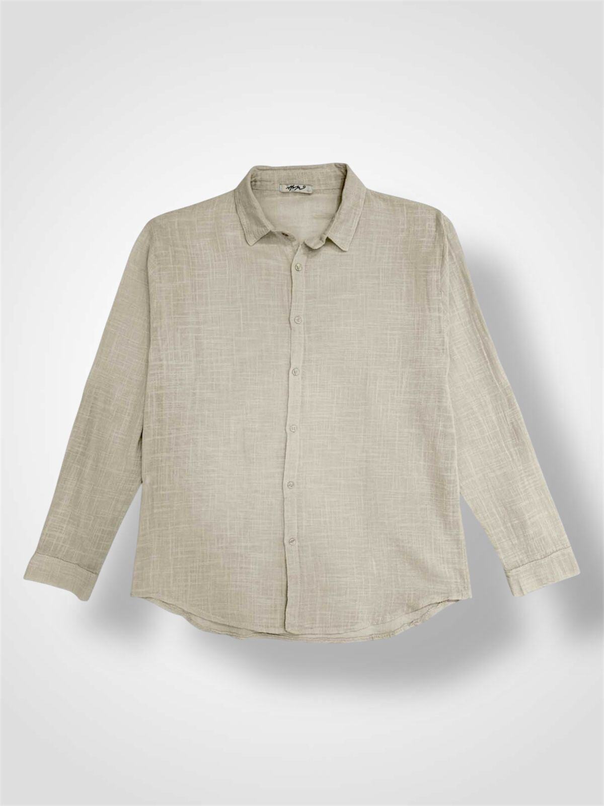 Grossista Forbest - Camicia a maniche lunghe arrotolabili per uomo in misto cotone e lino