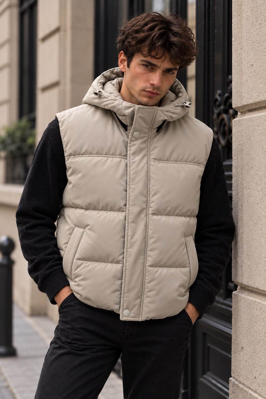 Grossiste Forbest - Doudoune sans manche uni avec capuche pour Homme