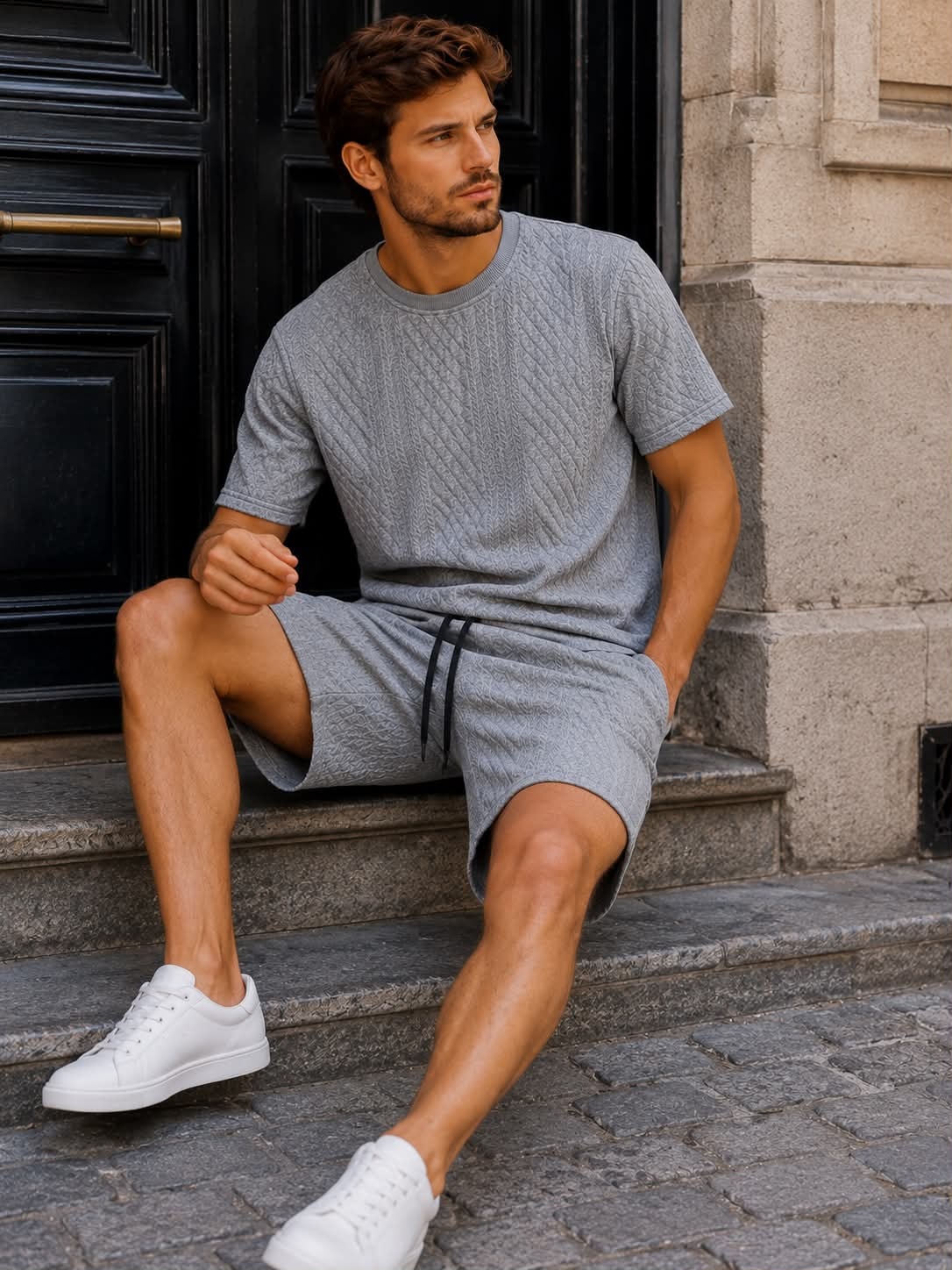 Wholesaler Forbest - Men's Solid Color T-Shirt and Shorts Set