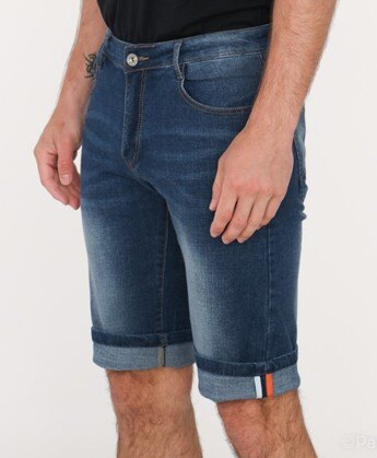 Mayorista Forbest - Bermudas de mezclilla para hombre con dobladillos coloridos