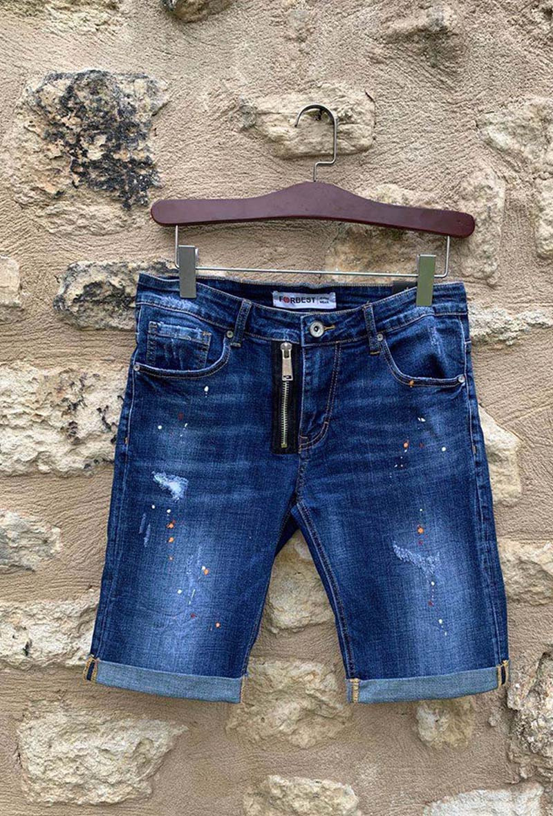 Wholesaler Forbest - Men's Bermuda Jeans with paint stains