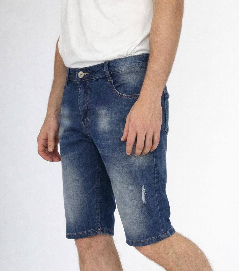 Mayorista Forbest - Bermudas de mezclilla para hombre con detalles desgastados