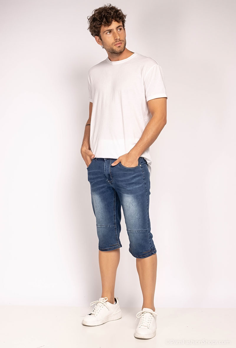 Wholesaler Forbest - Washed denim cropped pants for Men