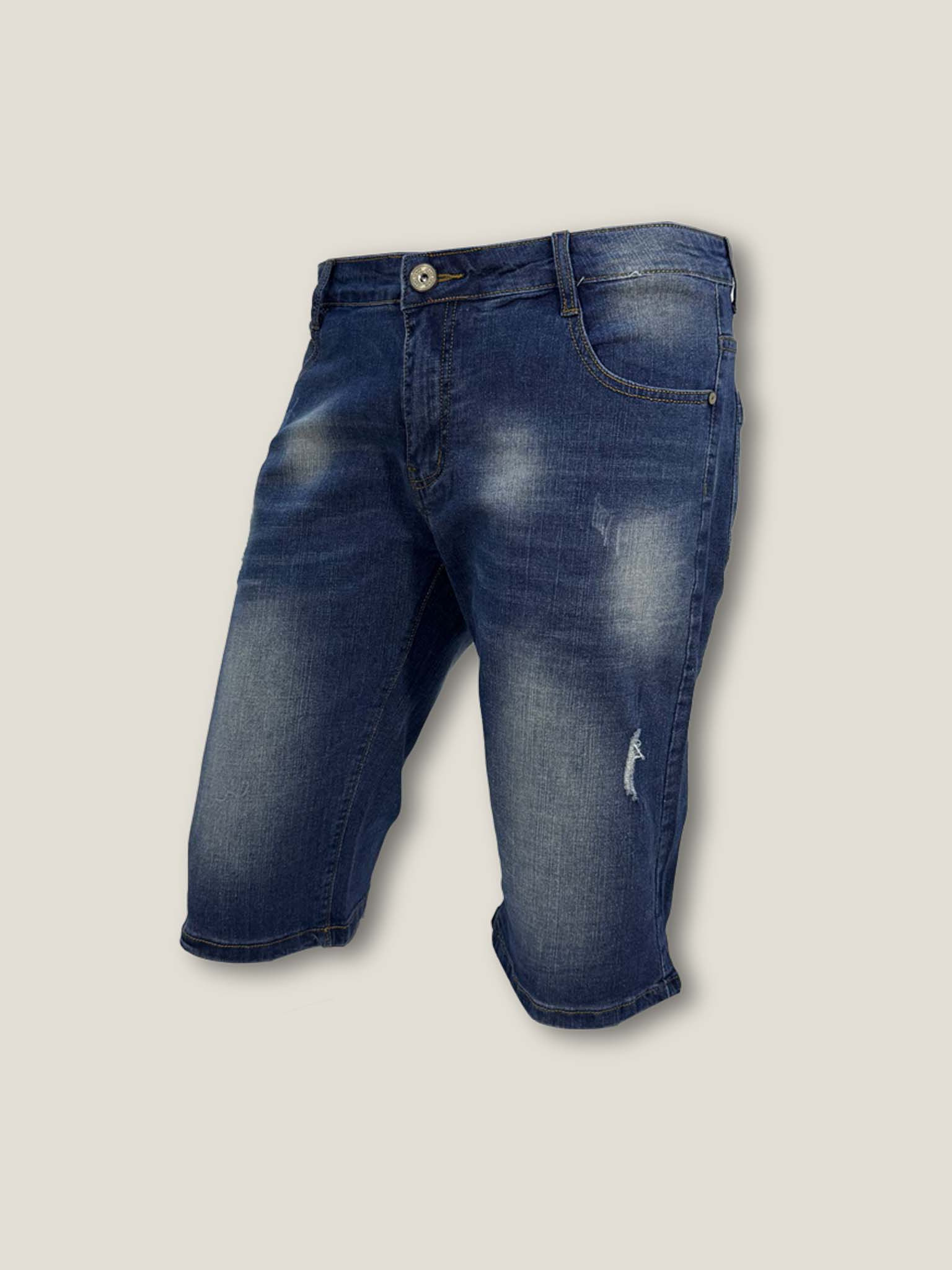 Wholesaler Forbest - Men's Bermuda denim shorts slightly distressed