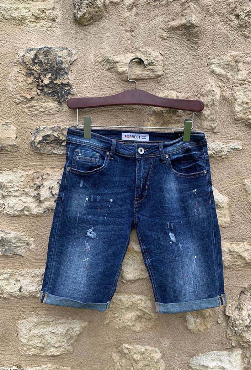 Wholesaler Forbest - Men's washed denim Bermuda shorts