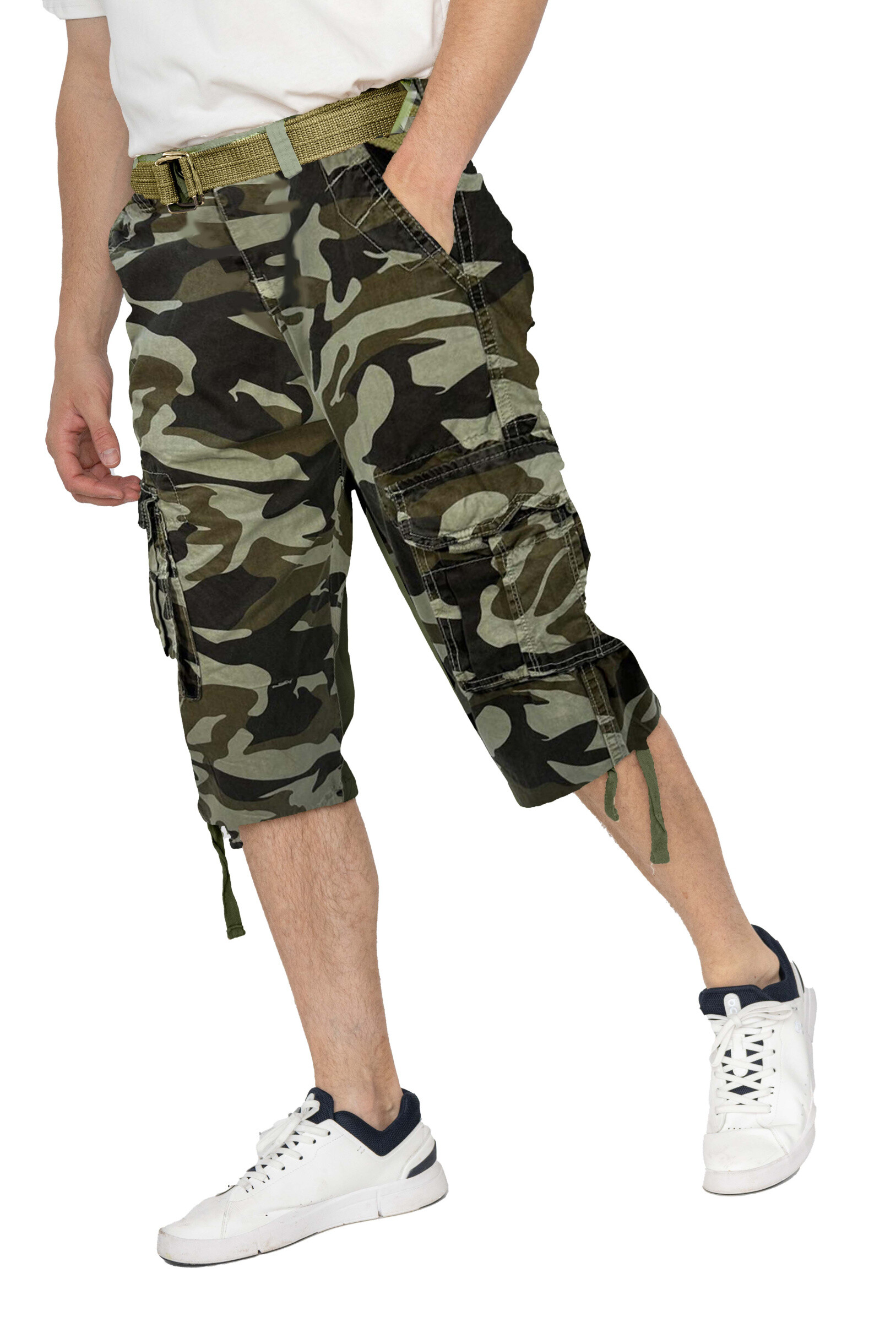 Wholesaler Forbest - Camouflage Multipockets capri pants with belt