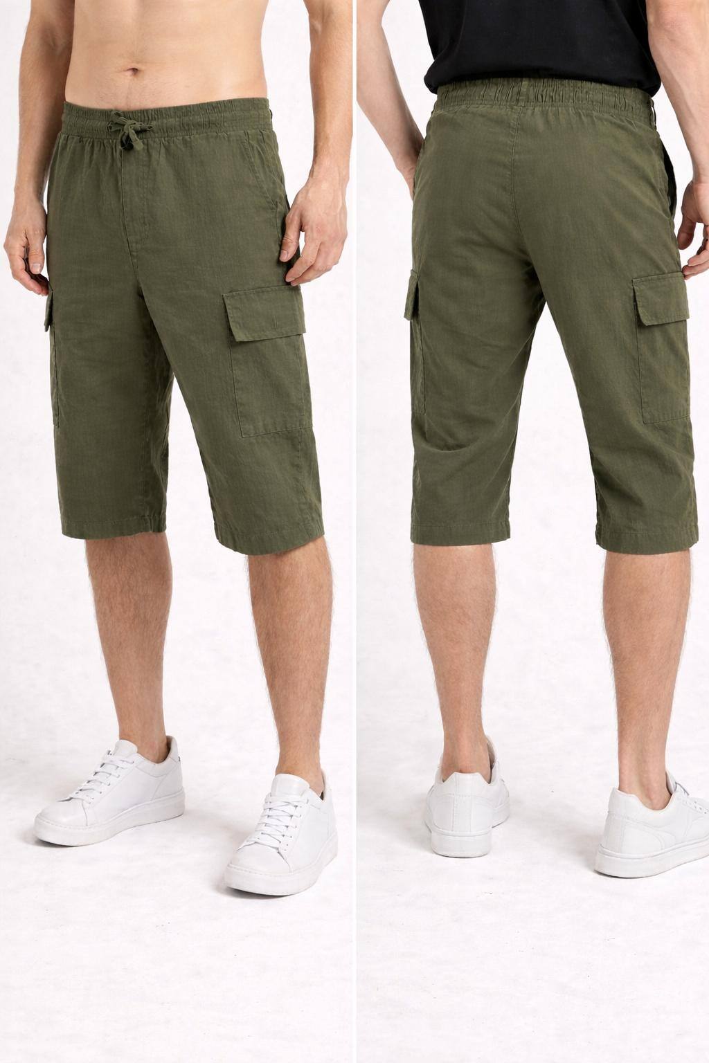 Großhändler Forbest - Herren-Caprihose aus Baumwolle mit Leinenoptik