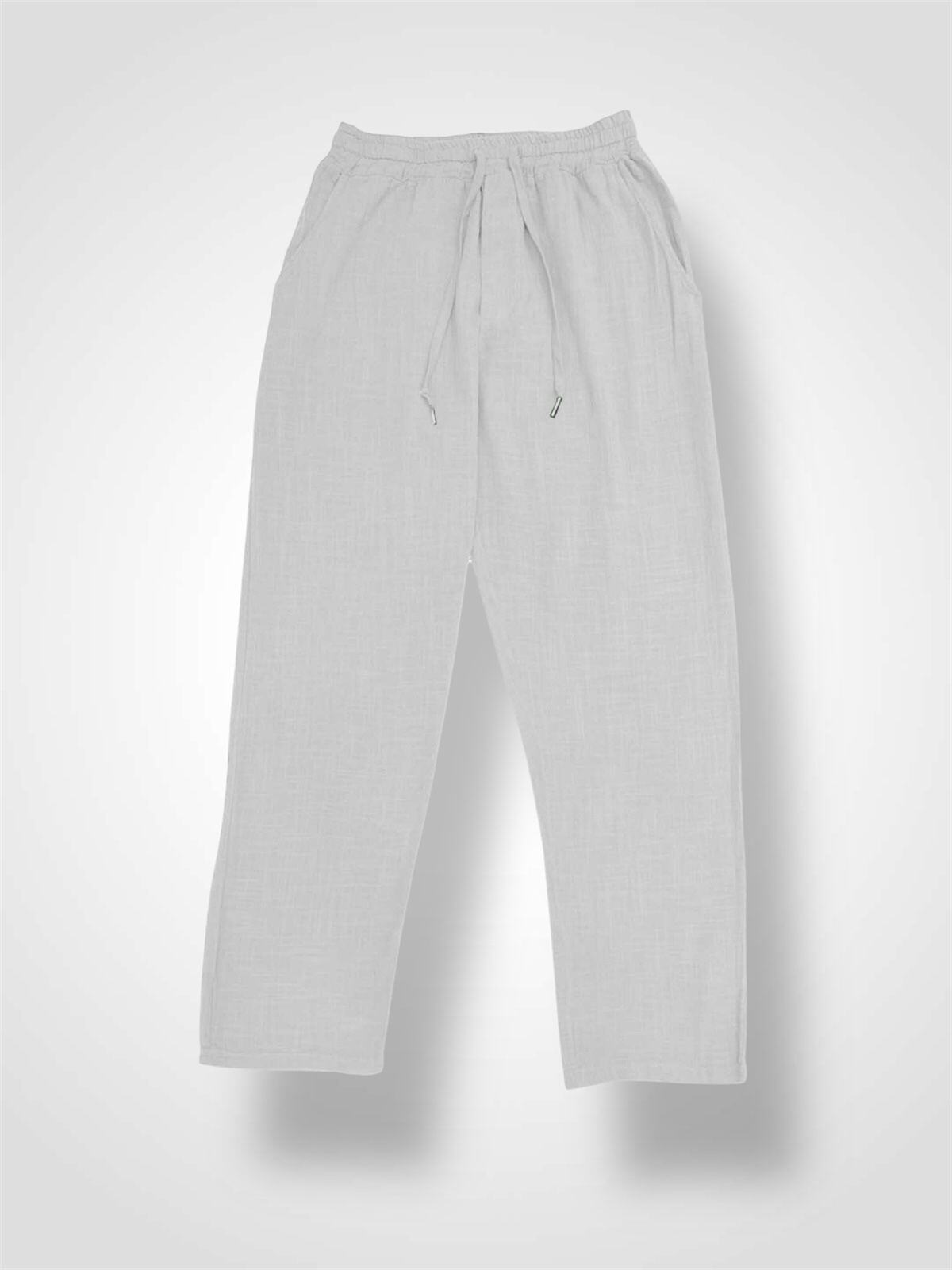 Grossista Forbest - Pantaloni bianchi leggeri e semplici per uomo in lino misto cotone