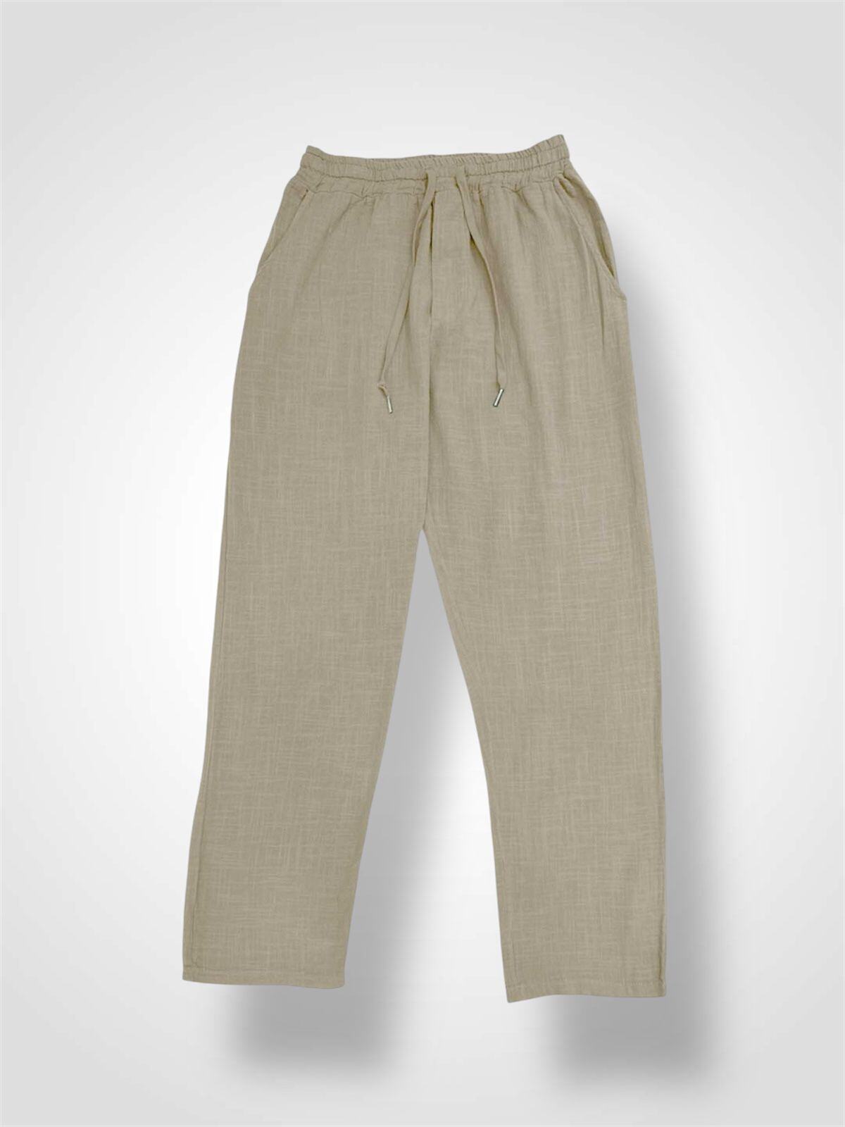 Grossista Forbest - Pantaloni leggeri di colore ecru per uomo in misto cotone e lino