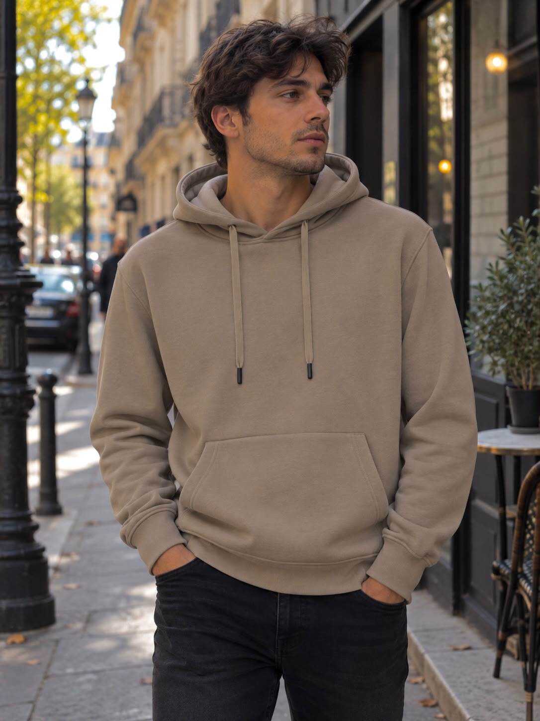 Wholesaler Forbest - Men's Solid Taupe Hoodie